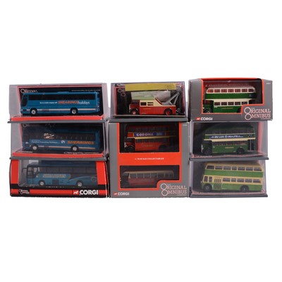 Lot 216 - Box of die-cast scale model buses and coaches - Corgi/ Original Omnibus Company