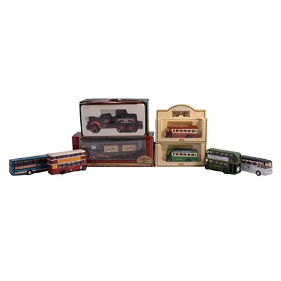 Lot 220 - Two boxes of assorted scale model die-cast vehicles - Corgi, EFE, LLedo, etc