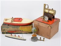 Lot 1209 - Hornby speed boat, diecast boat model, Mamod...