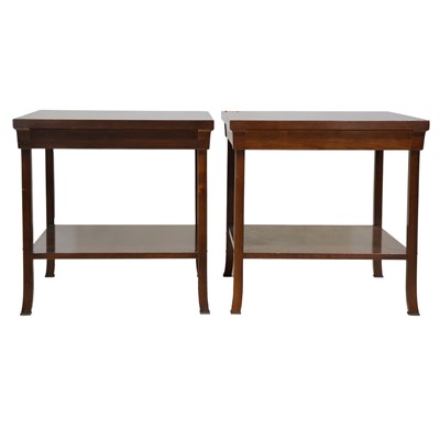 Lot 499 - Pair of Baker McGuire mahogany side tables