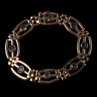 Lot 248 - A blue stone gate link style bracelet.