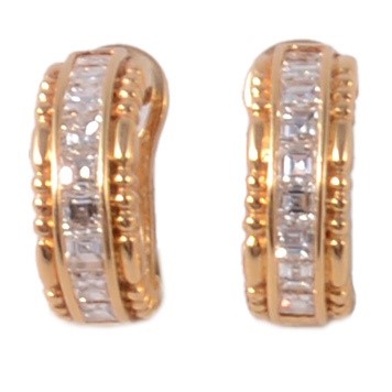 Lot 169 - Garrard – a pair of diamond half hoop earrings.