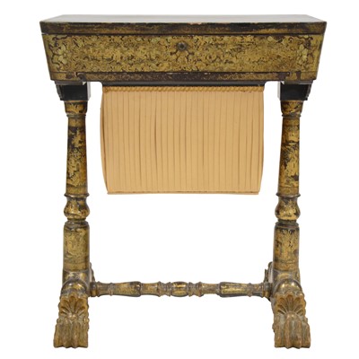 Lot 232 - China trade black lacquered and Chinoiserie worktable