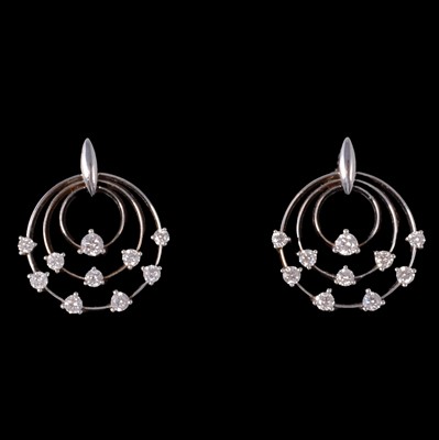 Lot 172 - A pair of diamond set drop earrings.
