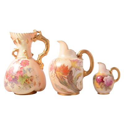 Lot 94 - Royal Worcester, three blush ivory ground vessels