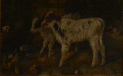 Lot 224 - English School, Huntsman with horse and hounds; and another painting of Calves