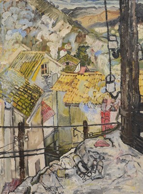 Lot 192 - John Bratby (1928-1992), Village rooftops