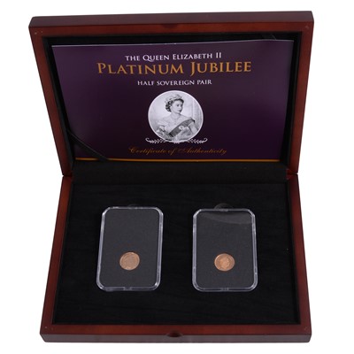 Lot 333 - The Queen Elizabeth II Platinum Jubilee Half-Sovereign Pair.