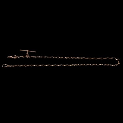 Lot 410 - A 9 carat yellow gold modern Albert watch chain.
