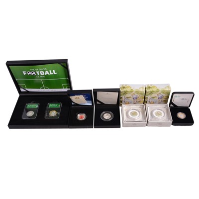 Lot 312 - Royal Mint – Two 2021 Disney Classic Silver Proof 50p Coins, and four other silver coins / coins.