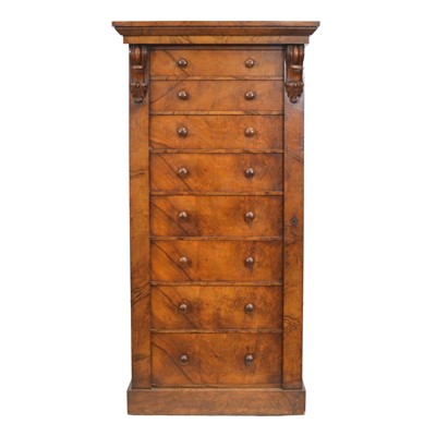 Lot 486 - Victorian walnut Wellington chest