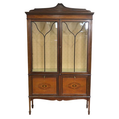 Lot 420 - Edwardian inlaid and mahogany china cabinet