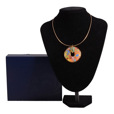 Lot 511 - Frey Wille - a Hommage à Gustav Klimt gold-plated fire enamel necklace.