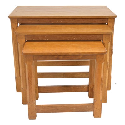 Lot 505 - Robert 'Mouseman' Thompson of Kilburn, nest of oak tables, 1980s