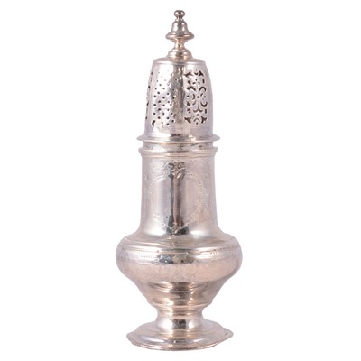 Lot 87 - George II baluster shape sugar caster