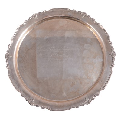 Lot 102 - Circular silver presentation tray