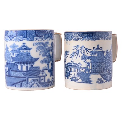 Lot 8 - Two Staffordshire pearlware porter mugs
