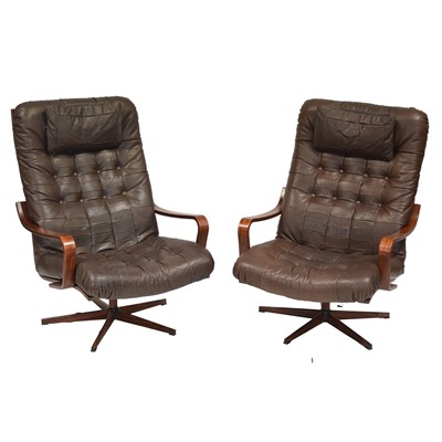 Lot 450 - Pair of Scandinavian Mid-Century style armchairs, after a model by Westnofa