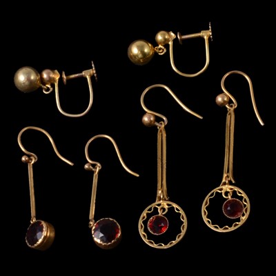 Lot 186 - Three pairs of earrings.