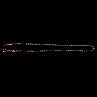 Lot 411 - A yellow metal Albert watch chain
