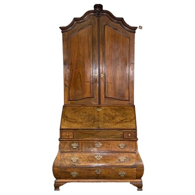 Lot 471 - Dutch walnut bureau bookcase