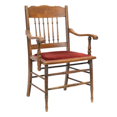 Lot 465 - Edwardian oak spindle-back chair