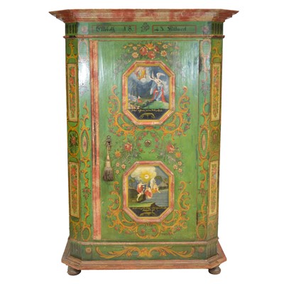 Lot 513 - Tyrolean painted pine cupboard