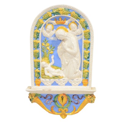 Lot 98 - Della Robbia style plaque, Virgin of Humility