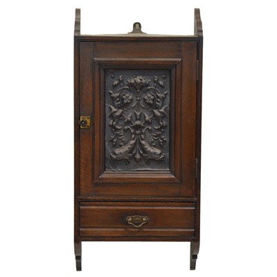 Lot 462 - Small Victorian oak smoker's wall cabinet, and another glazed wall cabinet