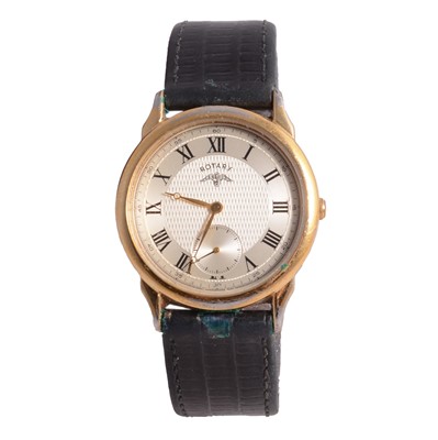Lot 329 - Rotary - a gentleman's vintage gold-plated quartz wristwatch, and Parker writing equipment.