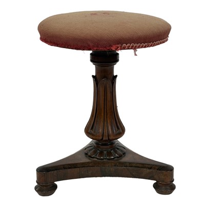 Lot 495 - Victorian rosewood adjustable piano stool