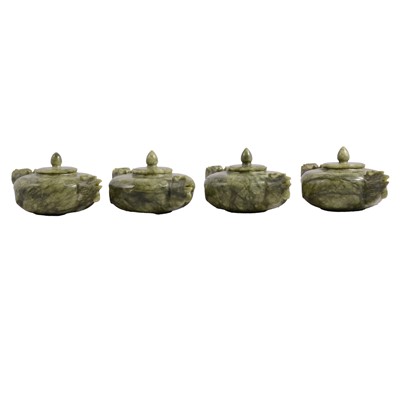 Lot 51 - Four Chines carved hardstone teapots