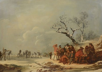 Lot 161 - After Philip de Loutherbourg (1740-1812), A winter morning with skating in Hyde Park