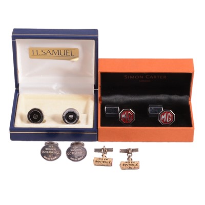 Lot 402 - Tiffany & Co - a pair of silver cufflinks, and other cufflinks.