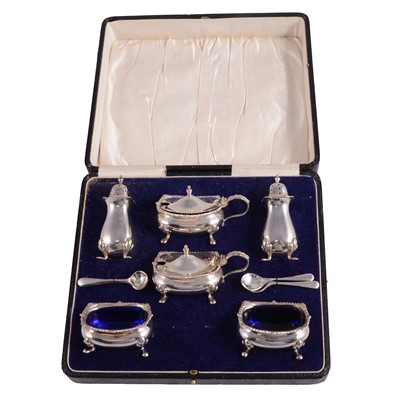 Lot 359 - Silver six piece condiment set