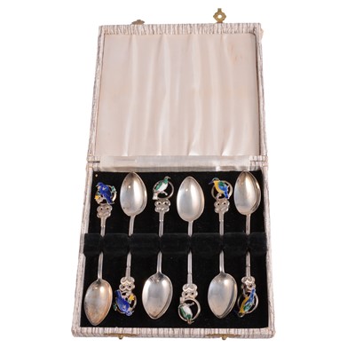 Lot 357 - Set of six Continental white metal spoons