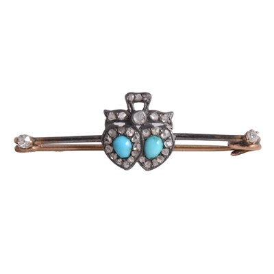 Lot 212 - A turquoise and diamond bar brooch.