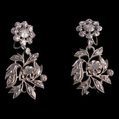 Lot 170 - A pair of diamond set earrings.