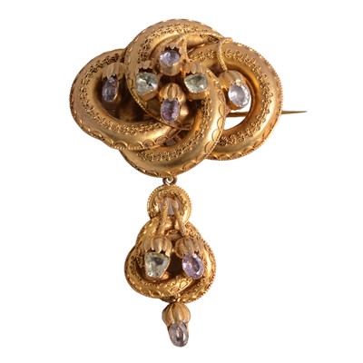 Lot 205 - A Victorian Etruscan style brooch.