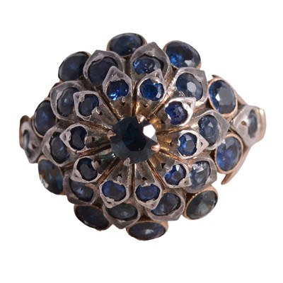 Lot 8 - A vintage sapphire cocktail ring.