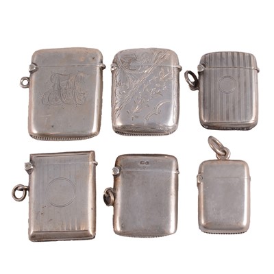 Lot 377 - Six silver vesta cases