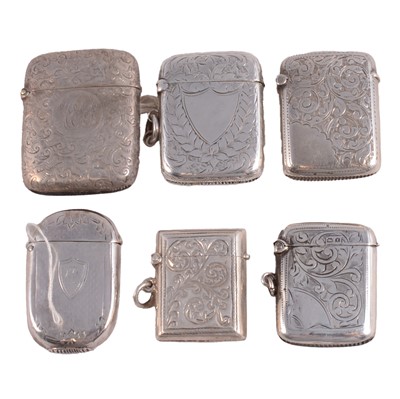 Lot 376 - Six silver vesta cases