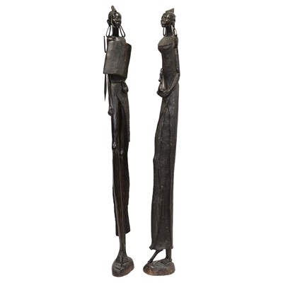 Lot 431 - Pair of carved Ashanti hardwood standing models