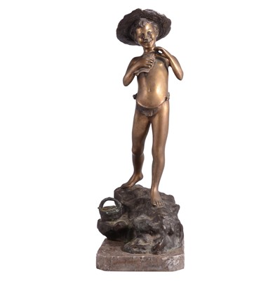 Lot 180 - After V Cinque, Fisher boy on rocks, late 20th century casting