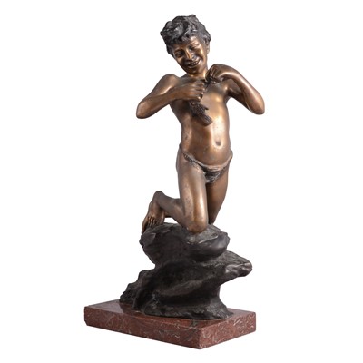 Lot 178 - After V Cinque, Fisher boy with fish kneeling on rocks, late 20th century