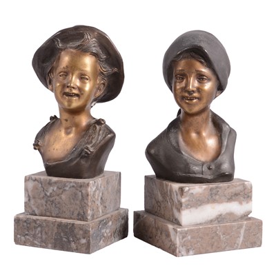 Lot 176 - After G De Martino, Busts of Boy and Girl, 20th century