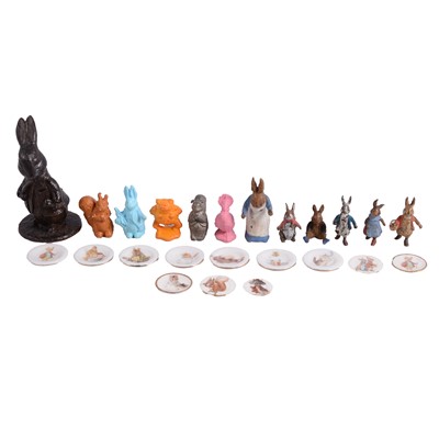 Lot 15 - Six Beatrix Potter character cold painted bronze miniature models, other miniatures