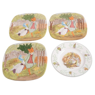 Lot 20 - Eighteen Beatrix Potter Peter Rabbit Birthday and Christmas plates, etc.