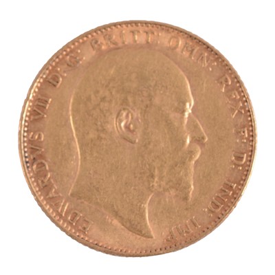 Lot 142 - A Gold Full Sovereign Coin, Edward VII 1910.