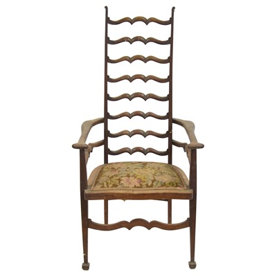 Lot 497 - Victorian mahogany wavy ladderback armchair